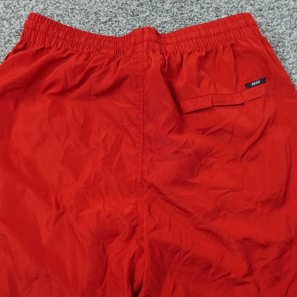 Akoo Shorts Mens L Red White Snobby Fox Graphic Print Drawstring Elastic Waist